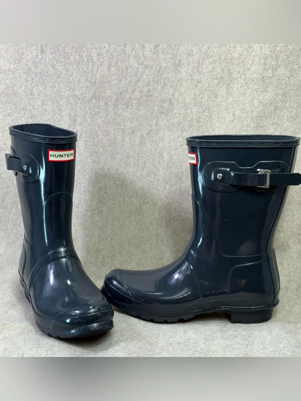 Hunter Short Gloss Rain/GardenBoots Women’s in Charcoal Like New Condition Sz 10